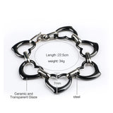 Stainless Steel Heart Ceramic Bangle Bracelet Wedding Jewelry