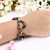 Stainless Steel Heart Ceramic Bangle Bracelet Wedding Jewelry
