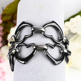 Stainless Steel Heart Ceramic Bangle Bracelet Wedding Jewelry