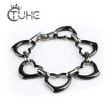 Stainless Steel Heart Ceramic Bangle Bracelet Wedding Jewelry