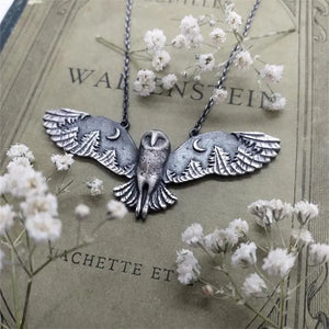 Owl Pendant Necklace Witch Charm Moon Phase Art Animal Totem Party Necklaces