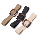Square Jade Buckle Dress Belt Shirt Elastic Waist Chain Straw Belt