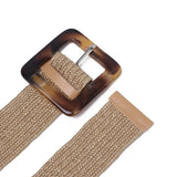 Square Jade Buckle Dress Belt Shirt Elastic Waist Chain Straw Belt