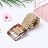 Square Jade Buckle Dress Belt Shirt Elastic Waist Chain Straw Belt