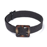Square Jade Buckle Dress Belt Shirt Elastic Waist Chain Straw Belt