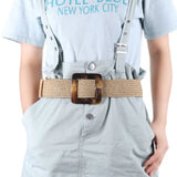 Square Jade Buckle Dress Belt Shirt Elastic Waist Chain Straw Belt