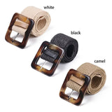 Square Jade Buckle Dress Belt Shirt Elastic Waist Chain Straw Belt
