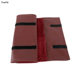 Red PU Jewelry Storage Travel Roll Bag for 16Pcs Necklace Chain Organizer