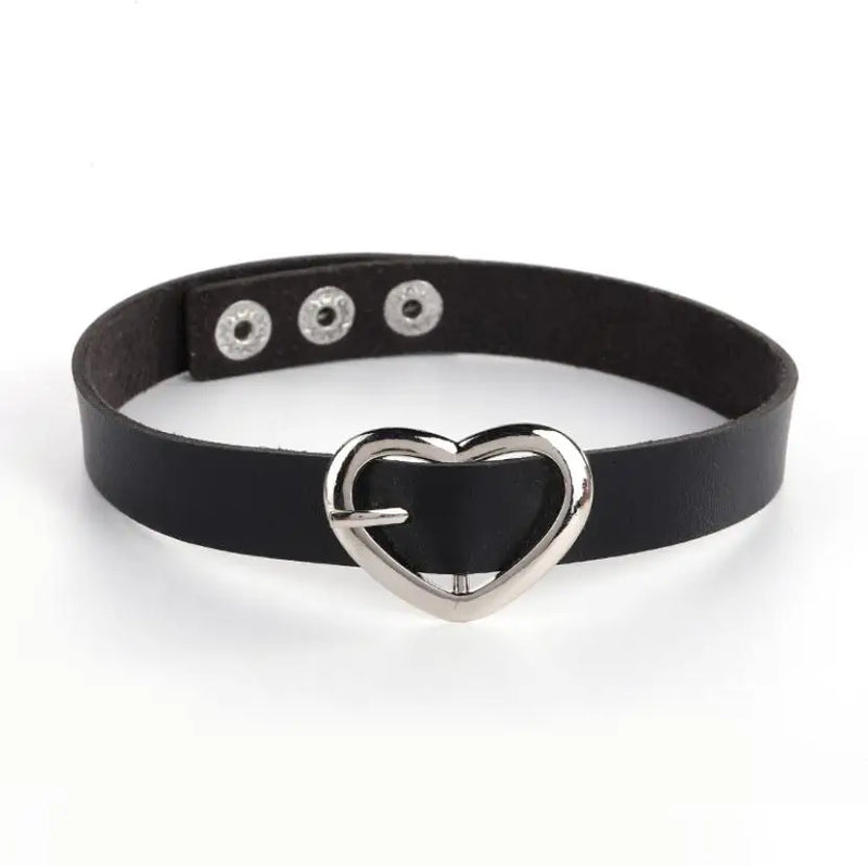 PU Leather Love Metal Necklace Punch Style