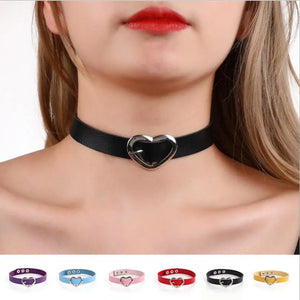PU Leather Love Metal Necklace Punch Style