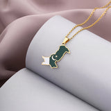 Pakistan Map Flag Pendant Necklace Stainless Steel Ethnic Jewelry