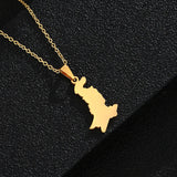 Pakistan Map Flag Pendant Necklace Stainless Steel Ethnic Jewelry