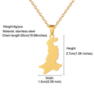 Pakistan Map Flag Pendant Necklace Stainless Steel Ethnic Jewelry