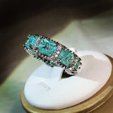 Green CZ Eternity Band Square-Shape Ring Y3002