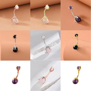 Zircon Bezel Piercing Clear Navel Ring