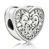 925 Sterling Silver Enchanted Heart Snowflake Charm Bead