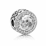 925 Sterling Silver Enchanted Heart Snowflake Charm Bead