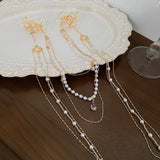 Rhinestone Flower Tassel Hairpin Wedding Hair Clip