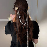 Rhinestone Flower Tassel Hairpin Wedding Hair Clip