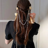 Rhinestone Flower Tassel Hairpin Wedding Hair Clip