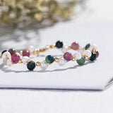 Pearl Bracelet 925 Silver with Created Crystal Gemstone Hand Accessories