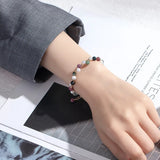 Pearl Bracelet 925 Silver with Created Crystal Gemstone Hand Accessories