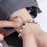 Pearl Bracelet 925 Silver with Created Crystal Gemstone Hand Accessories