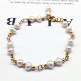 Stainless Steel Bead Pearls Lucky Ladies Bracelets Jewelry