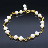 Stainless Steel Bead Pearls Lucky Ladies Bracelets Jewelry