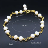 Stainless Steel Bead Pearls Lucky Ladies Bracelets Jewelry