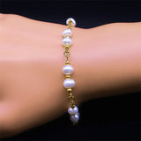 Stainless Steel Bead Pearls Lucky Ladies Bracelets Jewelry