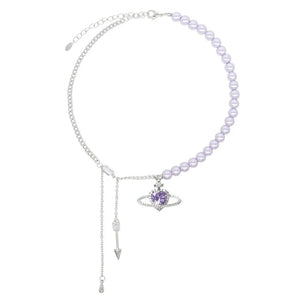 Planet Tassel Pendant Pearl Choker Necklace