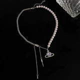 Planet Tassel Pendant Pearl Choker Necklace