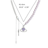 Planet Tassel Pendant Pearl Choker Necklace