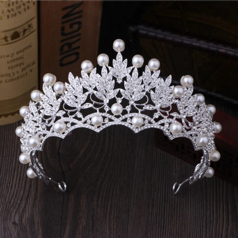 Crystal Rhinestone Bridal Tiara Silver Plated Hair Jewelry