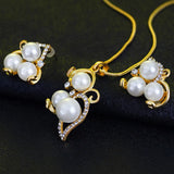 Pearl Drop Crystal Women's Jewelry Set Anniversary Bridal Engagement