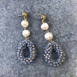 Crystal Drop Pearl Earrings Baroque Jewelry