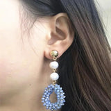 Crystal Drop Pearl Earrings Baroque Jewelry