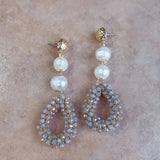 Crystal Drop Pearl Earrings Baroque Jewelry