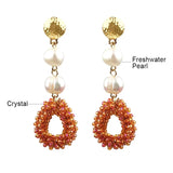 Crystal Drop Pearl Earrings Baroque Jewelry