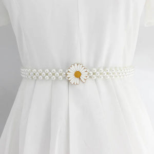 Pearl Elastic Waist Chain For Women Daisy Ladies Belt Wild