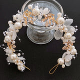 Pearl Flower Wedding Crown Headband