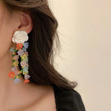 Pearl Flower Tassel Earrings Holiday Style All-match Women