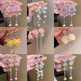 Pearl Flower Tassel Earrings Holiday Style All-match Women