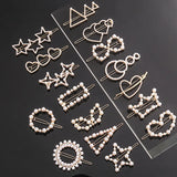 Pearl Hair Clip Women Girls Triangular Star Round Hairpin Barrette