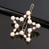 Pearl Hair Clip Women Girls Triangular Star Round Hairpin Barrette