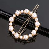 Pearl Hair Clip Women Girls Triangular Star Round Hairpin Barrette