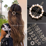 Pearl Hair Clip Women Girls Triangular Star Round Hairpin Barrette