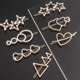Pearl Hair Clip Women Girls Triangular Star Round Hairpin Barrette