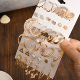 Geometric Metal Circle Hoop Earrings Set Women